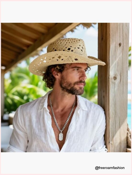 Western Straw Cowboy Cowgirl Hat Wide Brim Unisex Sun Hat main image 6